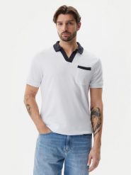 Guess Polo F5GP01 KC5Y1 Biały Regular Fit. Białe koszulki polo Guess, l, z aplikacjami, z bawełny, bez kołnierzyka, bez ramiączek. Za 169.99 zł.
