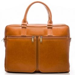 Torba skórzana na ramię na laptopa 17" SOLIER jasnobrązowa. Brązowe torby na laptopa Solier. Za 659.98 zł.