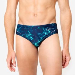 Slipki pływackie męskie Nabaiji 900 Tiare. Niebieskie odzież kąpielowa NABAIJI, m, bez wzorów, z materiału, sportowe. Za 69.99 zł.
