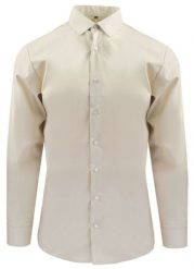 Delikatnie Wyszczuplana (Slim) Męska Koszula - Lanier - Beżowa. Brązowe koszule Lanier, m, bez wzorów, z bawełny, bez kołnierzyka, bez ramiączek. Za 175.00 zł.