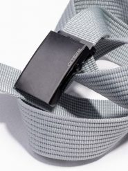 Pasek męski parciany z metalową klamrą - szary. Szare paski Ombre Clothing, bez wzorów. W wyprzedaży za 52.49 zł.