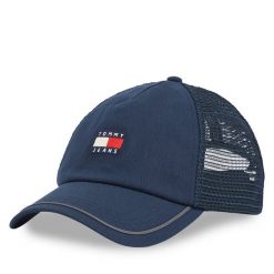 Czapka z daszkiem Tommy Jeans. Niebieskie czapki z daszkiem Tommy Jeans, bez wzorów, z jeansu. Za 139.99 zł.