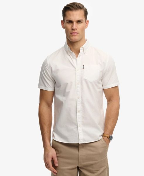 Superdry Koszula Oxford krótki rękaw z bawełny organicznej – OPTIC. Białe koszule Superdry, s, bez wzorów, z bawełny, bez kołnierzyka, bez ramiączek. Za 336.50 zł.