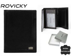 Portfel skórzany Rovicky PC-104-ASL czarny. Czarne portfele ROVICKY, bez wzorów, ze skóry. Za 74.00 zł.