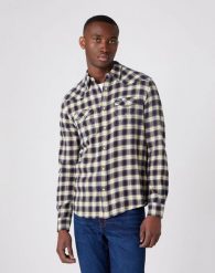 WRANGLER LS WESTERN SHIRT MĘSKA KOSZULA NAVY W5A0B3114 112129935. Niebieskie koszule Wrangler, m, bez wzorów, bez kołnierzyka, bez ramiączek. Za 129.99 zł.