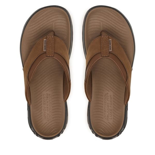 Japonki Skechers. Brązowe japonki Skechers, bez wzorów. Za 229.99 zł.