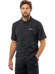 Jack Wolfskin Koszulka polo "Delgami" w kolorze czarnym rozmiar: XXL. Czarne koszulki polo Jack Wolfskin, xxl, bez wzorów, z materiału, bez kołnierzyka, bez ramiączek. Za 207.88 zł.