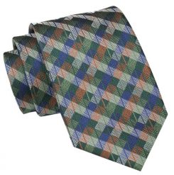 Męski Krawat Angelo di Monti - Kolorowy w Kratkę. Krawaty i muchy Angelo di Monti, bez wzorów, z tkaniny. Za 45.00 zł.