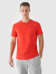 4F T-shirt regular gładki męski - pomarańczowy XXL. Brązowe t-shirty 4F, m, bez wzorów, z bawełny, bez kołnierzyka, bez ramiączek. Za 49.99 zł.