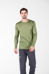 Koszulka termoaktywna męska Woolona Eris z długim rękawem 100% Merino. Zielone bielizna termoaktywna WOOLONA, m, bez wzorów, z materiału, bez ramiączek, do biegania. Za 288.00 zł.