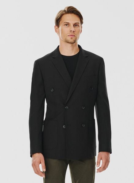 PAKO LORENTE – Czarna dwurzędowa marynarka męska. Czarne garnitury Pako Lorente, na co dzień, m, bez wzorów, z elastanu, casualowe. Za 399.99 zł.