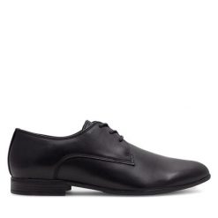 Półbuty Lanetti. Czarne eleganckie półbuty Lanetti, bez wzorów, bez obcasa, bez zapięcia. Za 149.99 zł.