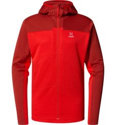 Bluza techniczna męska ROC Flash Mid Hood. Czerwone bluzy z kapturem Haglöfs, l, bez wzorów, z materiału, z kapturem. Za 403.99 zł.