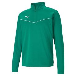Bluza piłkarska męska Puma teamRISE 1 4 Zip Top. Zielone bluzy Puma, l, bez wzorów, bez kaptura. Za 118.90 zł.