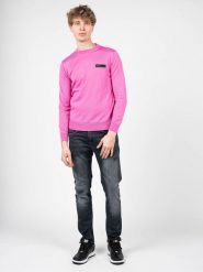 Plein Sport Sweter "Merino" | MPPS90148 | Mężczyzna | Różowy. Czerwone swetry nierozpinane Plein Sport, m, bez wzorów, z wełny, bez kołnierzyka, bez ramiączek. W wyprzedaży za 449.00 zł.