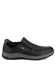 Rieker Półbuty 03651-00 Czarny. Czarne eleganckie półbuty Rieker, bez wzorów, ze skóry, bez obcasa, bez zapięcia. Za 419.99 zł.