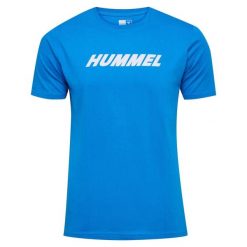 Koszulka z logo Hummel Elemental. Niebieskie t-shirty sportowe Hummel, bez wzorów, bez ramiączek, do piłki nożnej. Za 72.95 zł.