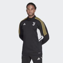 Bluza do piłki nożnej męska Adidas Juventus Condivo 22 Training Top. Czarne bluzy Adidas, m, bez wzorów, z materiału, bez kaptura. W wyprzedaży za 296.60 zł.