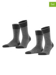 ESPRIT Skarpety (2 pary) "Piqué" w kolorze szaro-czarnym rozmiar: 43-46. Czarne skarpety Esprit, bez wzorów, ze splotem. Za 41.39 zł.