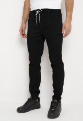 Czarne Jeansy Joggery ze Ściągaczami i Sznurkiem w Pasie Winara. Czarne joggery i bojówki Born2be, m, bez wzorów, z jeansu. Za 129.99 zł.