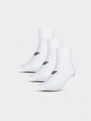4F Skarpety casual za kostkę (3-pack) męskie - białe 39-42. Białe skarpety 4F, bez wzorów, z bawełny. Za 49.99 zł.