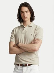 Polo Ralph Lauren Polo 710536856215 Beżowy Slim Fit. Brązowe koszulki polo Polo Ralph Lauren, m, bez wzorów, z bawełny, bez kołnierzyka, bez ramiączek. Za 449.99 zł.
