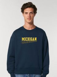 American Universities Bluza "Michigan Wolverines" w kolorze granatowym rozmiar: L. Niebieskie bluzy American Universities, l, bez wzorów, bez kaptura. Za 106.13 zł.