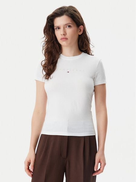 Tommy Jeans T-Shirt Tonal Linear DW0DW20315 Écru Slim Fit. Białe bluzy z kapturem Tommy Jeans, s, bez wzorów, z bawełny, bez kaptura. Za 93.99 zł.