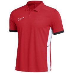 Koszulka męska Nike Dri-FIT Academy 25 SS Polo. Czerwone koszulki polo Nike, m, bez wzorów, z poliesteru, bez kołnierzyka, bez ramiączek, do piłki nożnej. Za 134.99 zł.