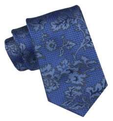 Krawat Męski, Klasyczny - ALTIES - Ciemnoniebieski, Kwiaty. Niebieskie krawaty i muchy Alties, bez wzorów, z tkaniny. Za 49.00 zł.
