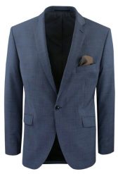 Męska Marynarka Wełniana - MEN'SFIELD - Kolor Niebieski Stalowy, Krata. Niebieskie garnitury MEN'SFIELD, na co dzień, m, bez wzorów, z materiału, eleganckie. Za 675.00 zł.