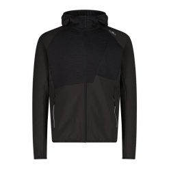Polaire z kapturem CMP Grid Tech. Czarne odzież kompresyjna CMP, m, bez wzorów, z polaru, na fitness i siłownię. Za 312.50 zł.