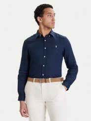 Polo Ralph Lauren Koszula 710968915506 Granatowy Slim Fit. Niebieskie koszule Polo Ralph Lauren, l, bez wzorów, ze lnu, bez kołnierzyka, bez ramiączek. Za 626.99 zł.