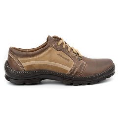 Joker Buty męskie trekkingowe 192 brązowe beżowy. Brązowe trekkingi bez wzorów, z jeansu, bez zapięcia. Za 351.82 zł.