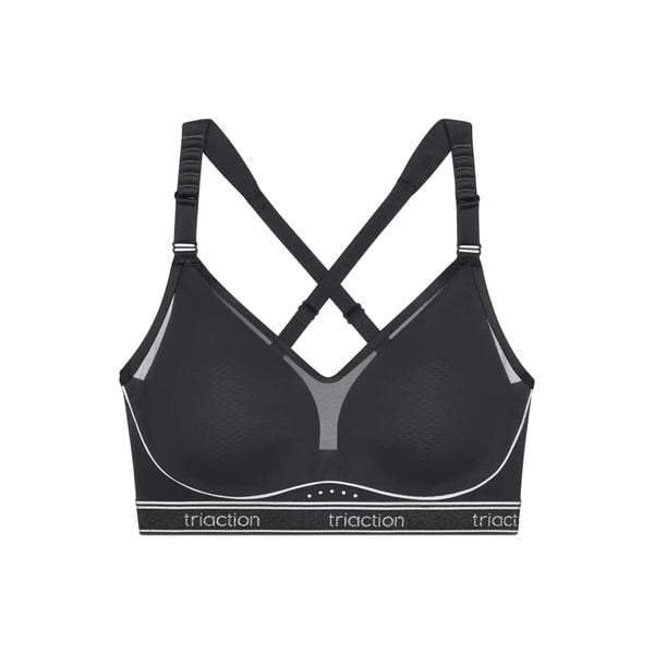 Biustonosz dla kobiet Triumph Triaction Cardio Breeze P. Czarne bezrękawniki TRIUMPH, bez wzorów, z materiału, bez kołnierzyka, bez ramiączek. Za 326.00 zł.