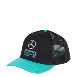 CZAPKA Z PŁASKIM DASZKIEM MERCEDES-AMG PETRONAS FORMULA 1 TEAM DNA. Czarne czapki z daszkiem Adidas, bez wzorów, z elastanu. Za 149.00 zł.
