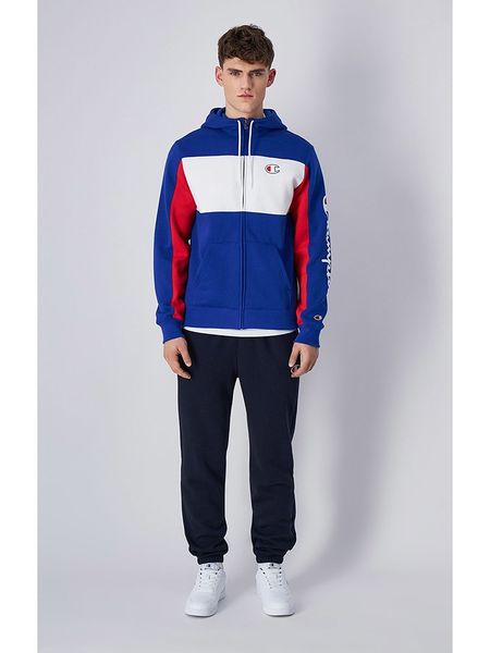 Champion 2-częściowy strój sportowy w kolorze niebiesko-czarno-białym rozmiar: XL. Białe spodnie treningowe długie Champion, xl, bez wzorów. Za 144.24 zł.