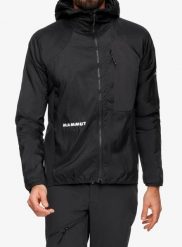 Kurtka przeciwwiatrowa Mammut Eiger Nordwand Advanced WB Hooded Jacket. Czarne kurtki Mammut, l, bez wzorów, z elastanu, bez kaptura. Za 945.99 zł.