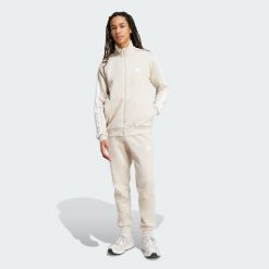 Dres Sportswear Basic 3-Stripes Fleece. Brązowe komplety dresowe Adidas, uniwersalny, bez wzorów, z dresówki, bez ramiączek. W wyprzedaży za 250.92 zł.
