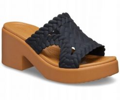 Klapki Dla Dorosłych Crocs Brooklyn Woven Slide Heel. Czarne klapki Crocs, z materiału. Za 263.99 zł.