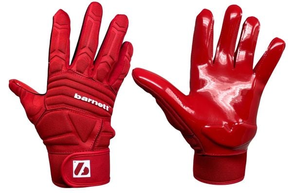 Rękawiczki do futbolu amerykańskiego FLG-03 czerwone, OL, DL. Czerwone rękawiczki BARNETT, bez wzorów, z materiału. Za 159.00 zł.