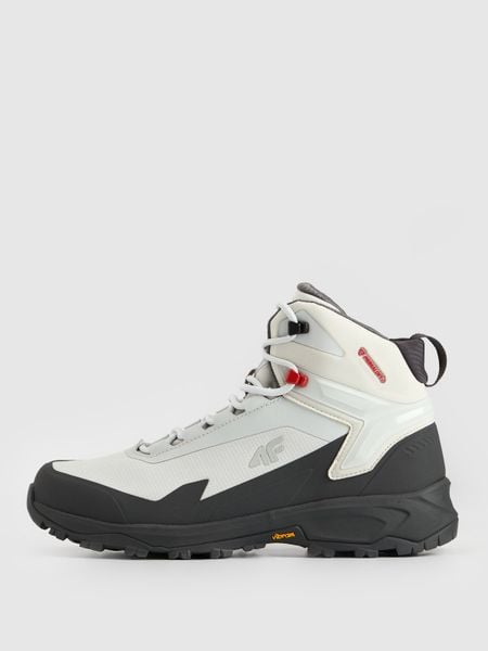 4F Wysokie buty trekkingowe ICE CRACKER z izolacją Primaloft męskie - szare 46. Szare buty trekkingowe 4F, bez wzorów, z nylonu, przed kolano, bez zapięcia. Za 549.99 zł.