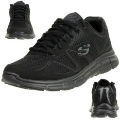 Buty sportowe Sneakersy męskie, Skechers Verse-Flash Point. Czarne buty sportowe casual Skechers, bez wzorów, bez zapięcia. Za 199.99 zł.