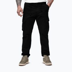 Spodnie męskie Pitbull Proctor Drawstring Joggery Cargo. Czarne joggery i bojówki PITBULL, m, bez wzorów, z bawełny. Za 219.99 zł.