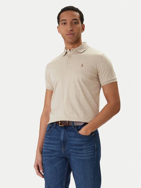 Polo Ralph Lauren Polo 710704319502 Beżowy Custom Slim Fit. Brązowe koszulki polo Polo Ralph Lauren, m, bez wzorów, z bawełny, bez kołnierzyka, bez ramiączek. Za 439.99 zł.