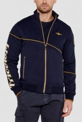 AERONAUTICA MILITARE Granatowa bluza męska Embroidered Color-block. Niebieskie bluzy Aeronautica Militare, l, bez wzorów, bez kaptura. W wyprzedaży za 529.99 zł.