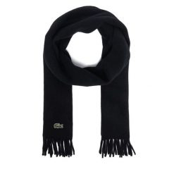Szalik Lacoste. Czarne szaliki LACOSTE, bez wzorów. Za 459.99 zł.