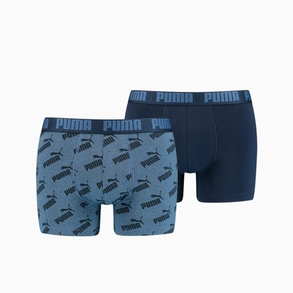 Bokserki męskie Puma AOP BOXER 2-PACK. Niebieskie bokserki Puma, m, bez wzorów. Za 88.99 zł.