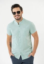 Koszula z krótkim rękawem, Regular Fit, C-TRIFO. Zielone koszule Volcano, m, bez wzorów, z bawełny, bez kołnierzyka, bez ramiączek. Za 139.99 zł.