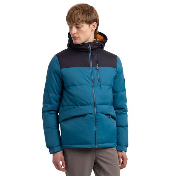 Męska Kurtka Puchowa Erris. Niebieskie kurtki Trespass, l, bez wzorów, z materiału, z kapturem. Za 269.99 zł.